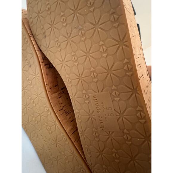 Kate Spade retro Mabel Platform Wedge Sandals Navy Blue leather  Peep Toe Sz 8.5 - Picture 6 of 11